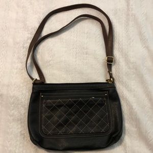 Relic crossbody purse handbag Black/brown gold tones zippered